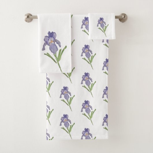 Lila Iris Blume Malerei Badetuch Set (Insitu)