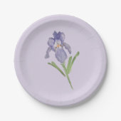 Lila Iris Blume Malerei Pappteller (Vorderseite)