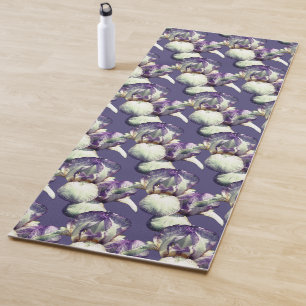 Lila Iris-Blume Naturmuster Yogamatte