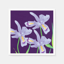 Lila Iris Blume Paper Napkin