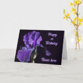 Lila Iris-Blume Personalisiert Geburtstag Karte (Gelbe Blume)