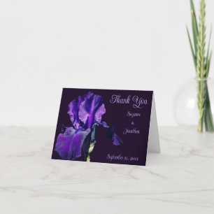 Lila Iris Blume Personalisiert Hochzeit Dankeskarte