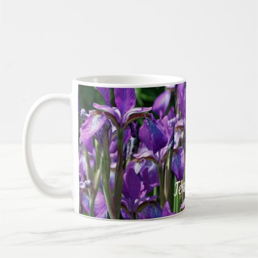 Lila Iris-Blume Personalisiert Kaffeetasse (Links)