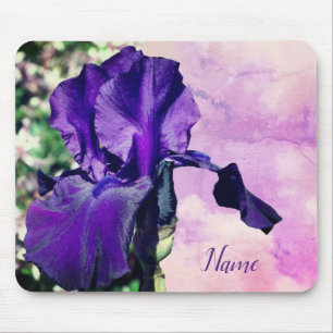 Lila Iris-Blume Personalisiert Mousepad