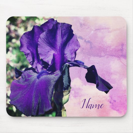 Lila Iris-Blume Personalisiert Mousepad (Vorne)