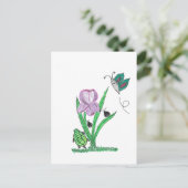 Lila Iris-Blume Postkarte (Stehend Vorderseite)