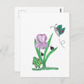 Lila Iris-Blume Postkarte (Vorne/Hinten)