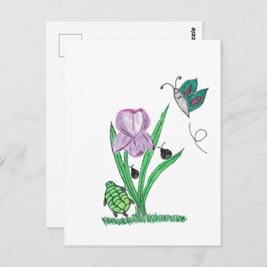 Lila Iris-Blume Postkarte (Vorne/Hinten)