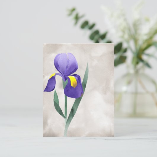 lila Iris-Blume Postkarte (Stehend Vorderseite)