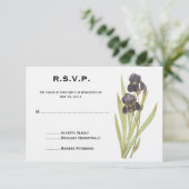 Lila Iris-Blume RSVP Karte (Stehend Vorderseite)