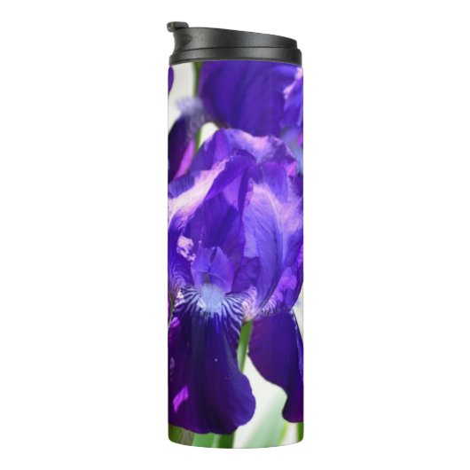 Lila Iris-Blume Thermosbecher (Nach rechts gedreht)