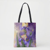 Lila Iris Blume Tote Bag Irische Blume Tasche (Vorderseite)