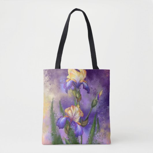 Lila Iris Blume Tote Bag Irische Blume Tasche (Vorderseite)