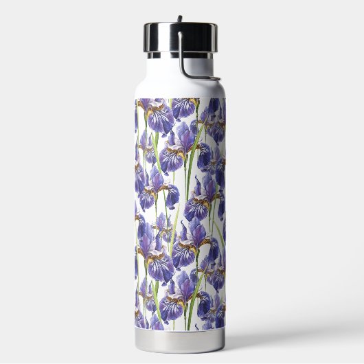 Lila Iris-Blume Trinkflasche (Links)