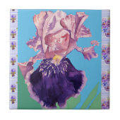 Lila Iris-Blume Wasserfarbe Irises Keramik Tile Fliese (Vorderseite)