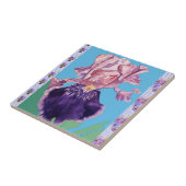 Lila Iris-Blume Wasserfarbe Irises Keramik Tile Fliese (Seite)