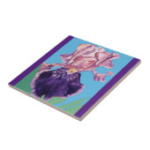 Lila Iris-Blume Wasserfarben verleiht Keramik Tile Fliese (Seite)