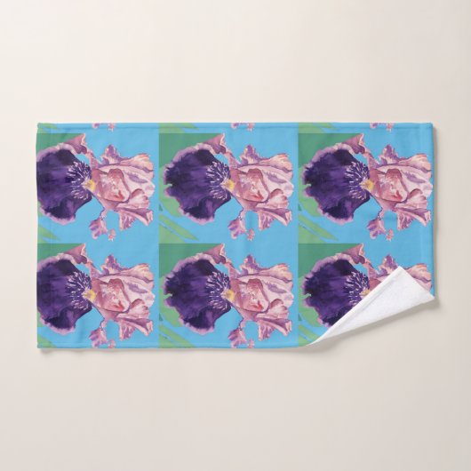 Lila Iris Blume Wasserfarbenes Aquamarines Handtuc Badhandtuch Set (Handtuch)