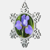 Lila Iris-Blume Weihnachtsschmuck Schneeflocken Zinn-Ornament (Rechts)