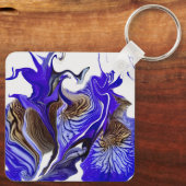 Lila Iris Blume Wirbel Schlüsselanhänger (Rückseite)