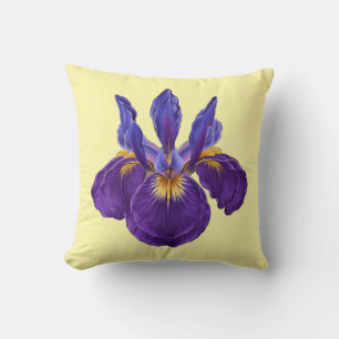 Lila Iris-Blumen-Aquarell-Botanik-Blumenkunst Kissen