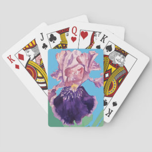Lila Iris-Blumen-Aquarell-Kartenspiel-Set Spielkarten