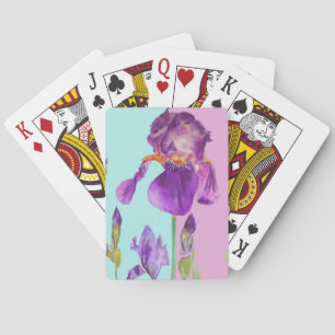 Lila-Iris-Blumen-Aquarell-Kartenspiel-Set Spielkarten