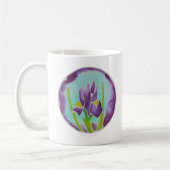 Lila Iris-Blumen-Batik-Kunst Kaffeetasse (Links)