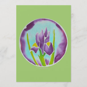 Lila Iris-Blumen-Batik-Kunst-Karte Karte