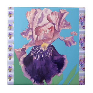 Lila Iris Blumen Wasserfarbe Irissen Keramikfliese