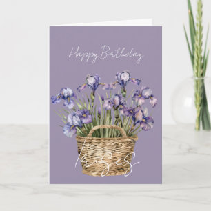 Lila Iris Blumenkorb Geburtstag Karte