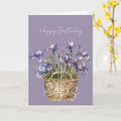 Lila Iris Blumenkorb Geburtstag Karte (Gelbe Blume)
