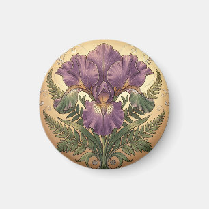 Lila Iris-Blumenkunst im Jugendstil mit aufwendige Magnet
