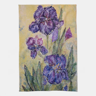 Lila Iris-Blumenkunst-Küchen-Tuch-Set Handtuch