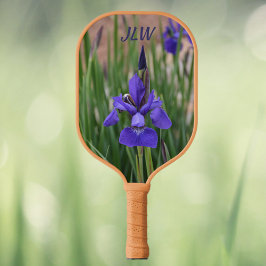 Lila Iris Botanical Floral Fotografisch Pickleball Schläger