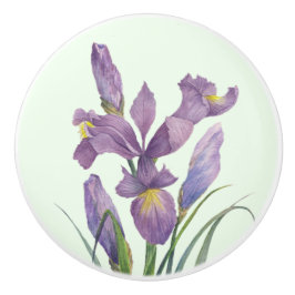 Lila Iris Botanical Floral Schlicht Duck Egg Blau Keramikknauf
