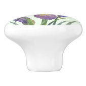 Lila Iris Botanical Floral Schlicht Duck Egg Blau Keramikknauf (Seitenansicht)