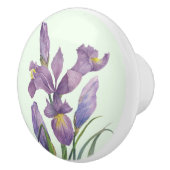 Lila Iris Botanical Floral Schlicht Duck Egg Blau Keramikknauf (Rechts)
