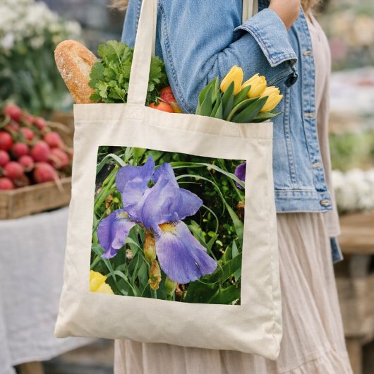 Lila Iris Botanical Tote Bag Tragetasche