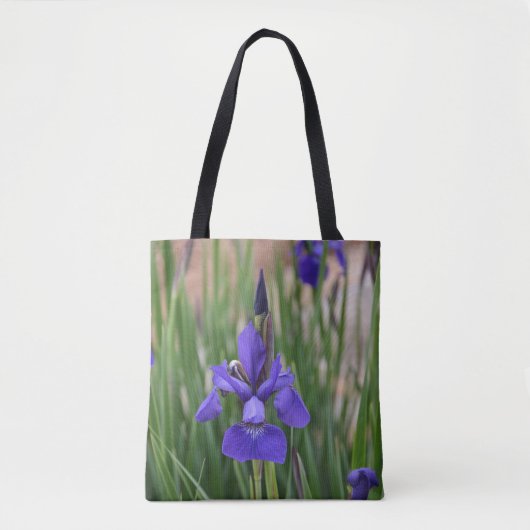 Lila Iris botanisch fotografisch Tasche (Vorderseite)