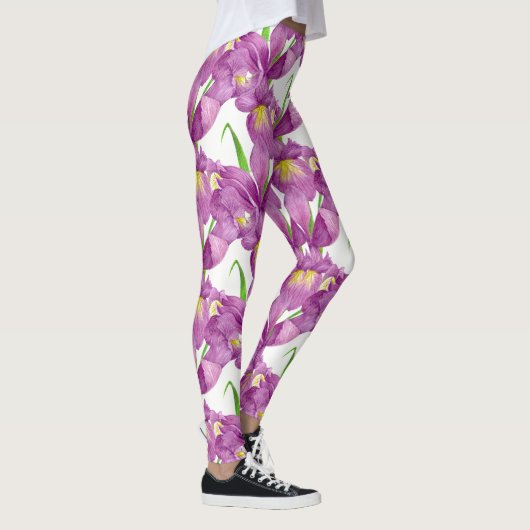 Lila Iris Botanische Blumenkunst Leggings (Rechts)