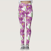 Lila Iris Botanische Blumenkunst Leggings (Vorderseite)