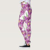 Lila Iris Botanische Blumenkunst Leggings (Links)