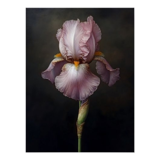 Lila Iris botanische Malerei Poster (Vorderseite)