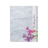 Lila Iris Botanischer Organza Notizblock (Rotiert)