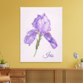 Lila Iris, botanischer Stil, farbige Stilkunst Leinwanddruck (Insitu (Wohnzimmer))