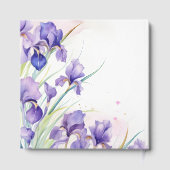 Lila Iris Bouquet auf Weiß Gästebuch (Rückseite)