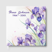 Lila Iris Bouquet auf Weiß Gästebuch (Vorderseite)