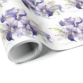 Lila Iris Bouquet auf Weiß Geschenkpapier (Rolleneckpunkt)