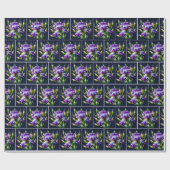 Lila Iris Bouquets auf schwarz Geschenkpapier (Flach)